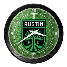 Austin F.C.: Pitch - Ribbed Frame Wall Clock Button Pot