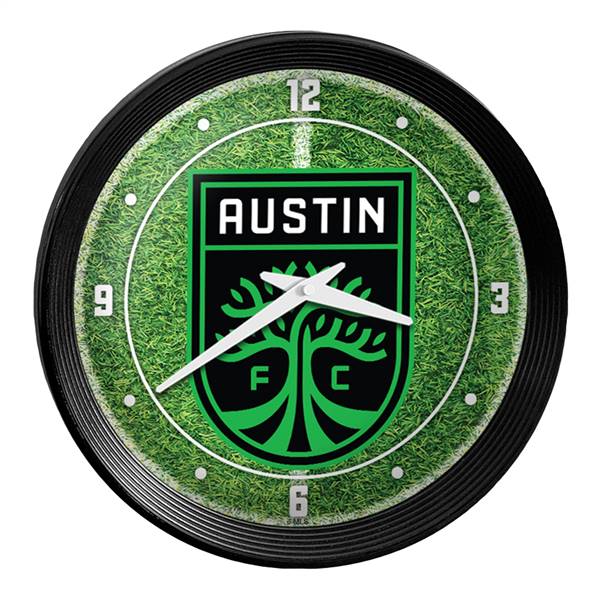 Austin F.C.: Pitch - Ribbed Frame Wall Clock Button Pot
