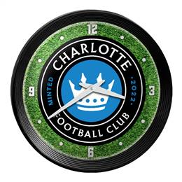 Charlotte FC: Pitch - Ribbed Frame Wall Clock