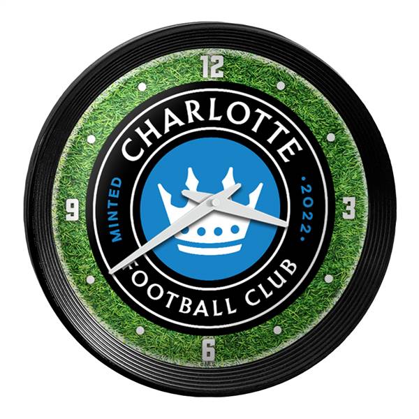 Charlotte FC: Pitch - Ribbed Frame Wall Clock
