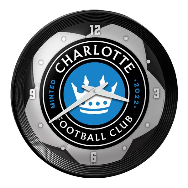 Charlotte FC: Soccer Ball - Ribbed Frame Wall Clock