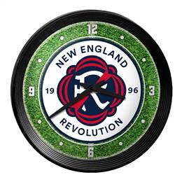 New England Revolution: Pitch - Ribbed Frame Wall Clock