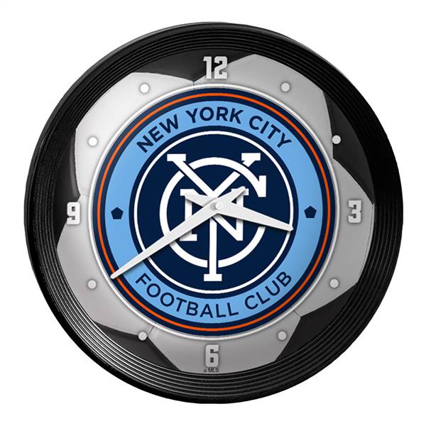 New York City FC: Soccer Ball - Ribbed Frame Wall Clock