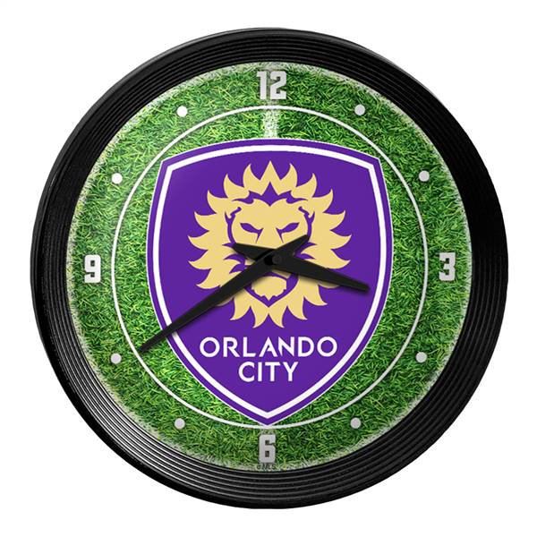 Orlando City: Pitch - Ribbed Frame Wall Clock