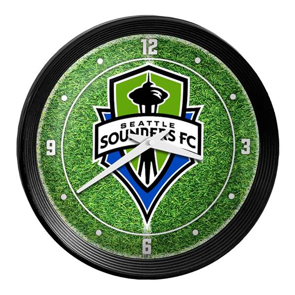 Seattle Sounders: Pitch - Ribbed Frame Wall Clock