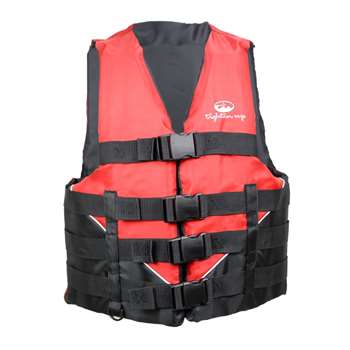 Xtreme Water Sports Men's Deluxe Nylon Life Jacket Vest - Red/Black - Small/Medium