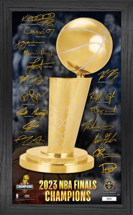 Denver Nuggets 2023 NBA Champions Signature Trophy Pano Frame   