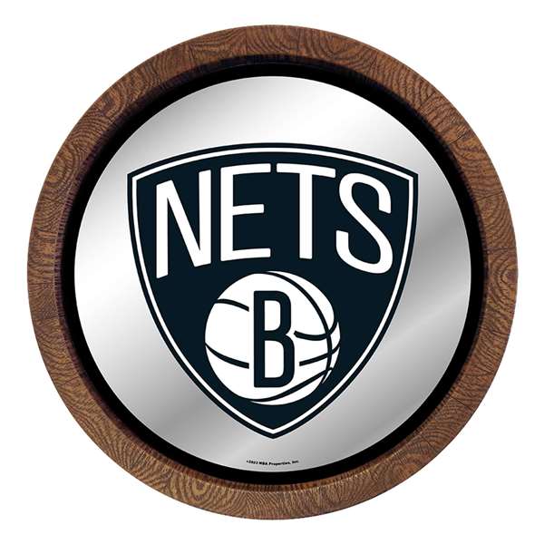 Brooklyn Nets: "Faux" Barrel Top Mirrored Wall Sign