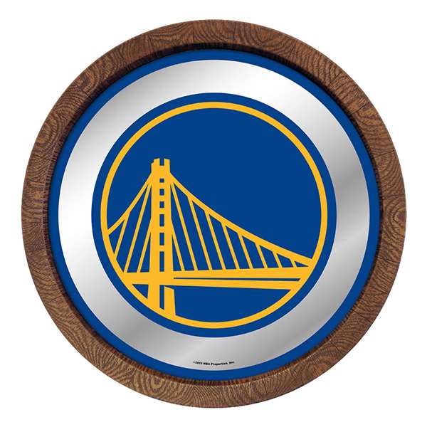 Golden State Warriors: "Faux" Barrel Top Mirrored Wall Sign