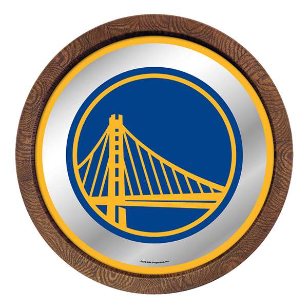 Golden State Warriors: "Faux" Barrel Top Mirrored Wall Sign