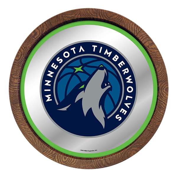 Minnesota Timberwolves: "Faux" Barrel Top Mirrored Wall Sign