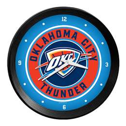 Oklahoma City Thunder: Ribbed Frame Wall Clock