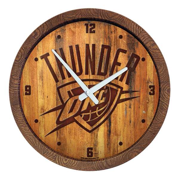 Oklahoma City Thunder: Logo - "Faux" Barrel Top Clock