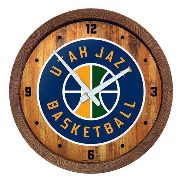 Utah Jazz: Logo - "Faux" Barrel Top Clock