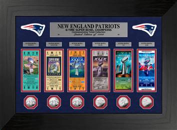 New England Patriots 6-Time Super Bowl Champions Deluxe Silver Coin & Ticket Collection  