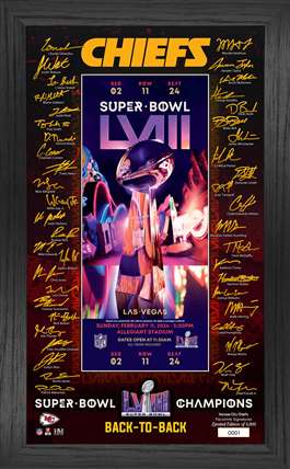 Kansas City Chiefs Super Bowl LVIII Champions Ticket Signature Frame  