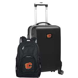 Calgary Flames  Deluxe 2 Piece Backpack & Carry-On Set L104