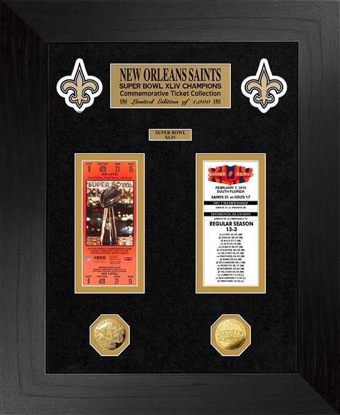 New Orleans Saints Super Bowl Champions Deluxe Gold Coin & Ticket Collection  