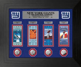 New York Giants Super Bowl Champions Deluxe Silver Coin & Ticket Collection  