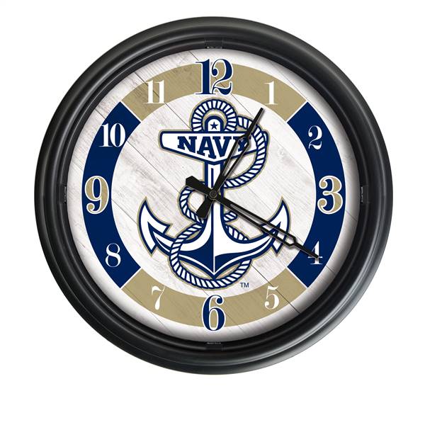 US Naval Academy Indoor/Outdoor LED Wall Clock 14 inch