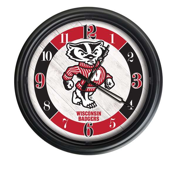 Wisconsin (Badger)  Indoor/Outdoor LED Wall Clock 14 inch