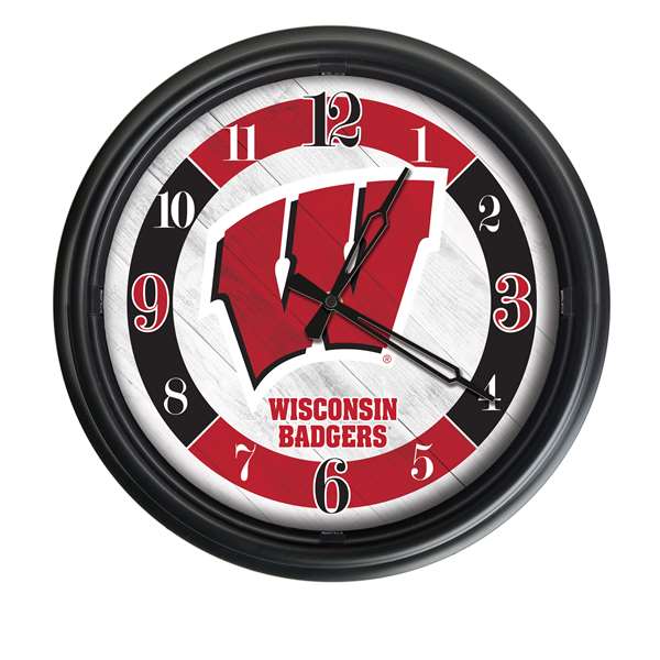 Wisconsin (W)  Indoor/Outdoor LED Wall Clock 14 inch