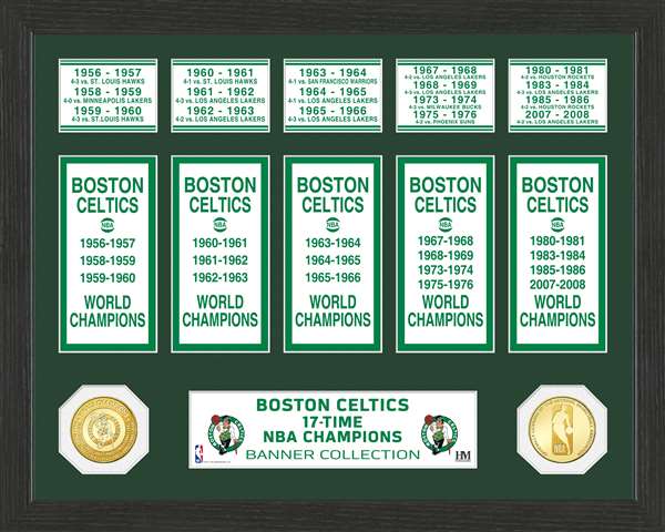 Boston Celtics NBA Champions Bronze Coin Banner Collection  