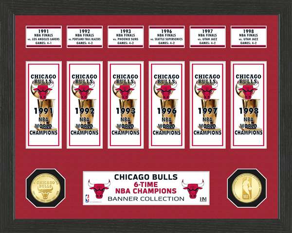 Chicago Bulls NBA Champions Bronze Coin Banner Collection  
