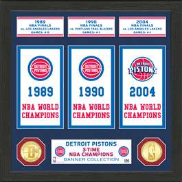 Detroit Pistons NBA Champions Bronze Coin Banner Collection  