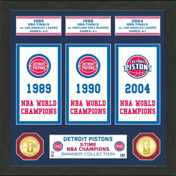 Detroit Pistons NBA Champions Bronze Coin Banner Collection  