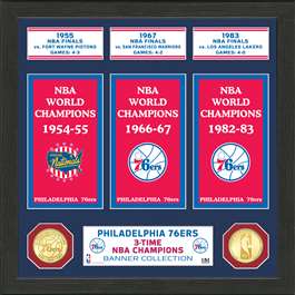 Philadelphia 76ers NBA Champions Bronze Coin Banner Collection  