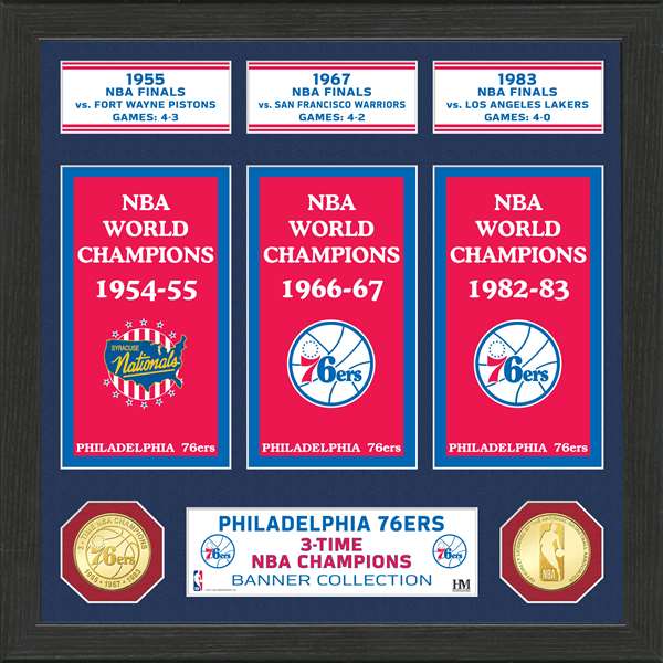 Philadelphia 76ers NBA Champions Bronze Coin Banner Collection  