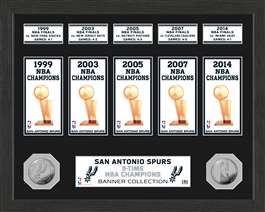 San Antonio Spurs NBA Champions Bronze Coin Banner Collection  