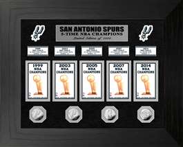 San Antonio Spurs 5-Time NBA Champions Deluxe Silver Coin & Banner Collection  