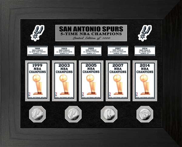 San Antonio Spurs 5-Time NBA Champions Deluxe Silver Coin & Banner Collection  