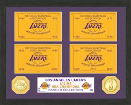 Los Angeles Lakers NBA Champions Bronze Coin Banner Collection  