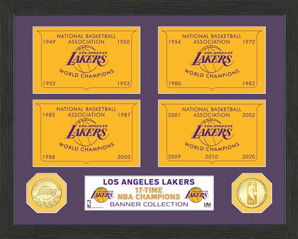 Los Angeles Lakers NBA Champions Bronze Coin Banner Collection  