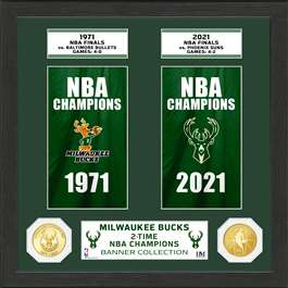 Milwaukee Bucks NBA Champions Bronze Coin Banner Collection  