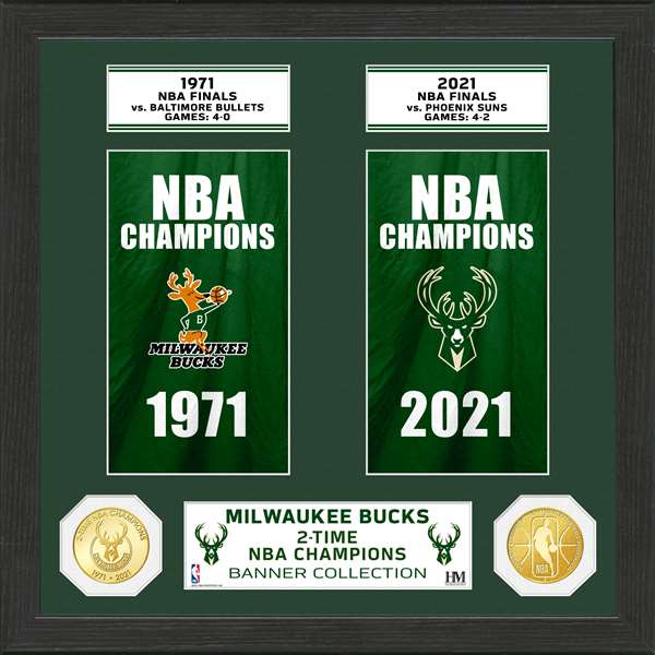 Milwaukee Bucks NBA Champions Bronze Coin Banner Collection  