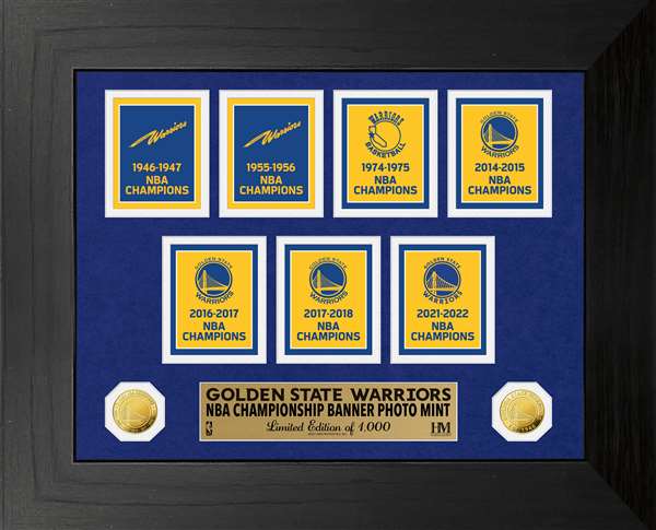 Golden State Warriors 7 Time Champions Deluxe Banner Collection Photo Mint  