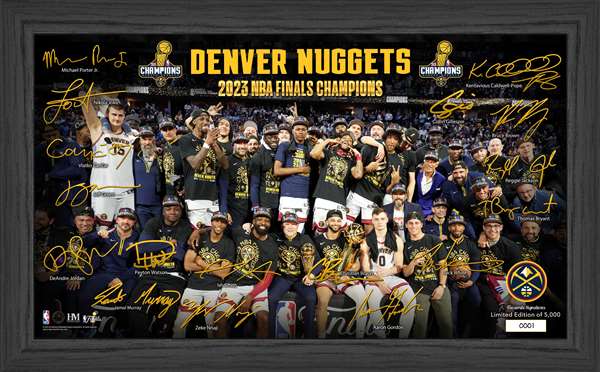 Denver Nuggets 2023 NBA Champions Signature Celebration Pano Frame   