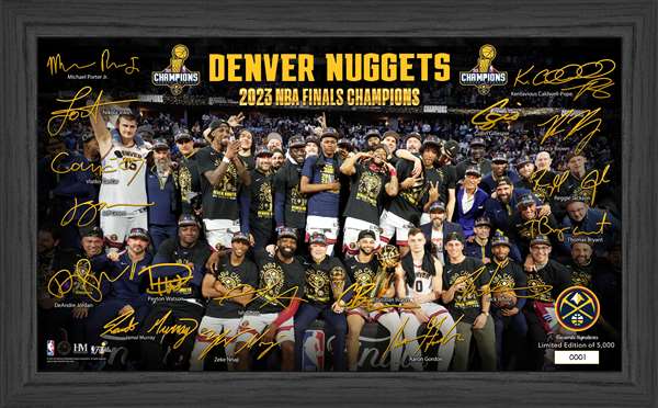 Denver Nuggets 2023 NBA Champions Signature Celebration Pano Frame     