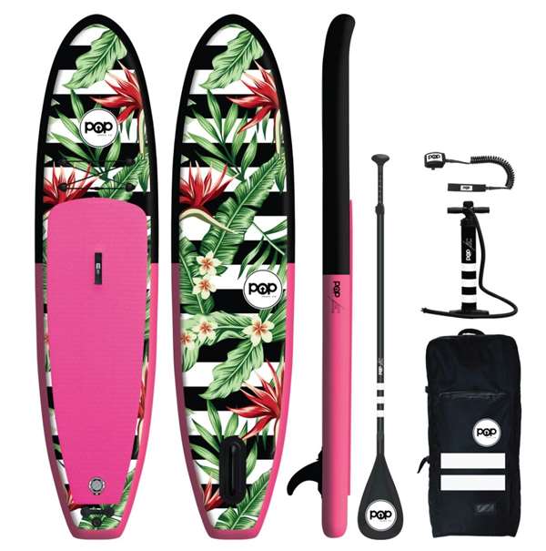 POP Board Co. 10'6" Royal Hawaiian SUP Stand Up Paddleboard - Pink/Black 