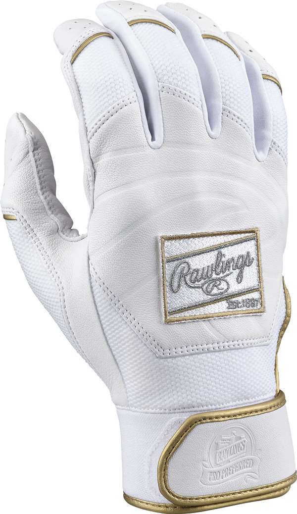 Rawlings Adult Pro Preferred Batting Gloves - White/White  