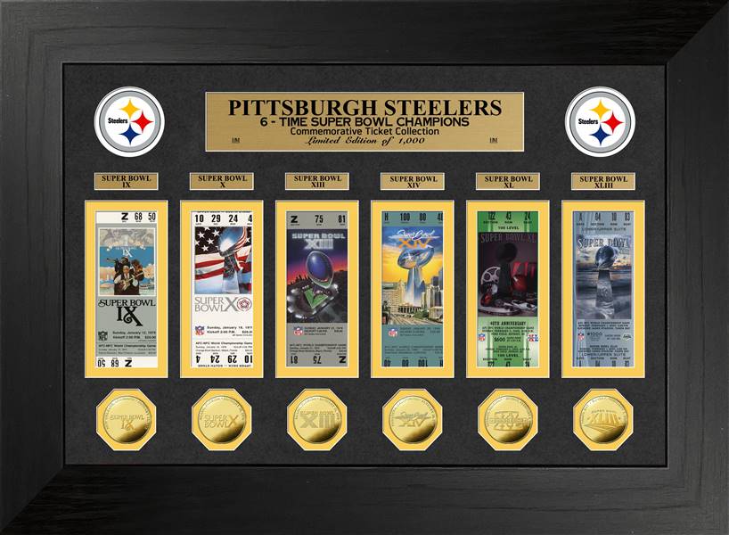 Pittsburgh Steelers 6-Time Super Bowl Champions Deluxe Gold Coin & Ticket Collection  