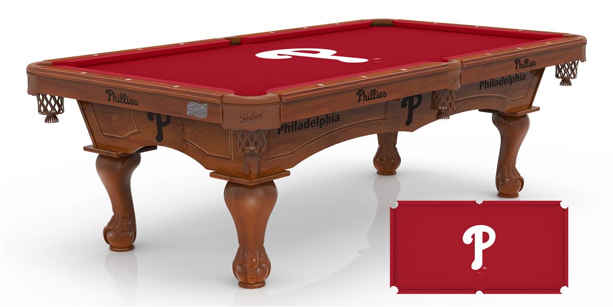 Philadelphia Phillies 8ft Pool Table with a Chardonnay Finish