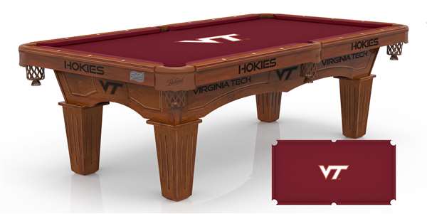 Virginia Tech University 8 ft. Pool Table with a Chardonnay Finish - Free Professional Installation