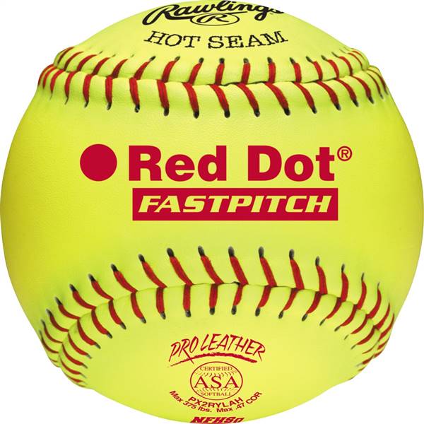 Rawlings ASA NFHS 12 inch Red Dot Leather Softballs (PX2RYLAH) ( 1 Dozen Balls) 