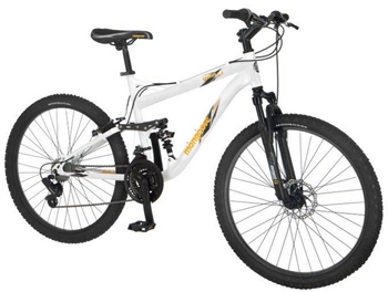 Mongoose Men's Status 2.4 Full Suspension Bicycle (26-Inch Wheels), White