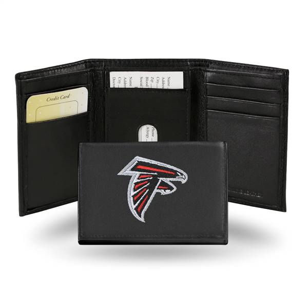 Atlanta Falcons Embroidered Genuine Leather Tri-fold Wallet 3.25" x 4.25" - Slim By Rico Industries